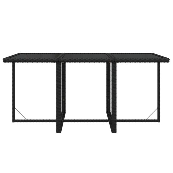 7-tlg. Garten-Essgruppe mit Kissen Poly Rattan Schwarz