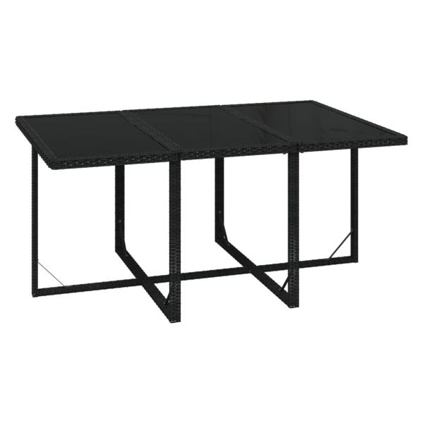 7-tlg. Garten-Essgruppe mit Kissen Poly Rattan Schwarz