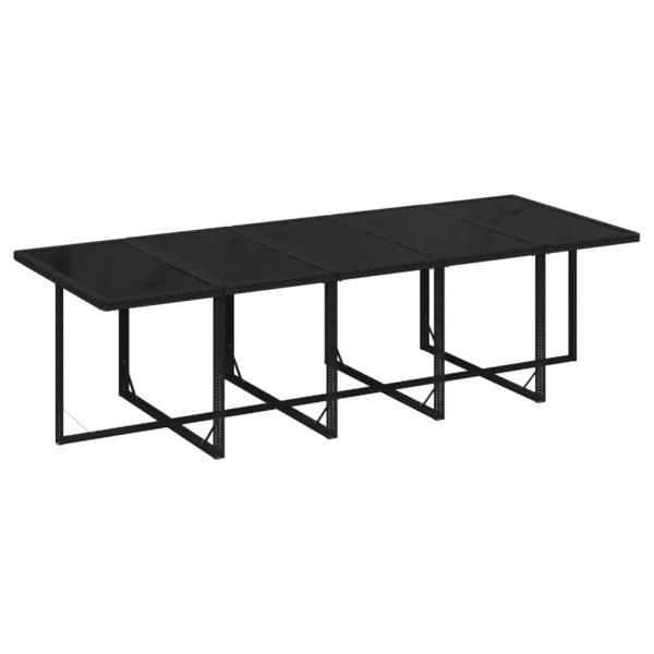 15-tlg. Garten-Essgruppe mit Kissen Poly Rattan Schwarz