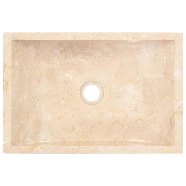 Waschtisch mit Creme Marmorbecken Massivholz Teak