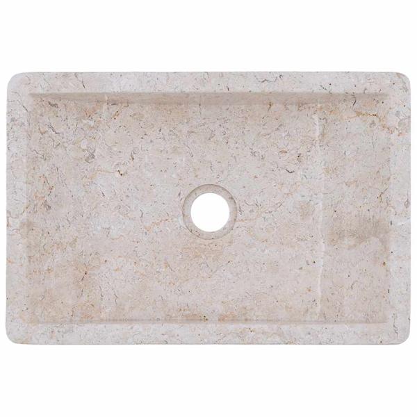 Waschtisch mit Creme Marmorbecken Massivholz Teak