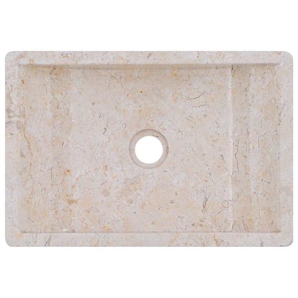 Waschtisch mit Creme Marmorbecken Massivholz Teak