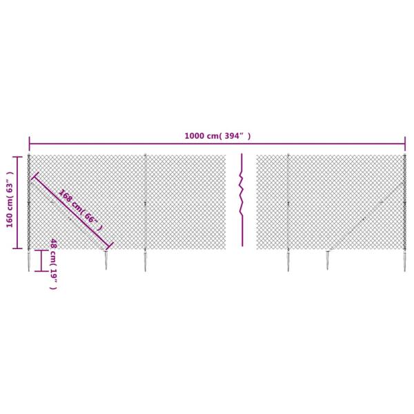 Maschendrahtzaun mit Bodenhülsen Grün 1,6x10 m