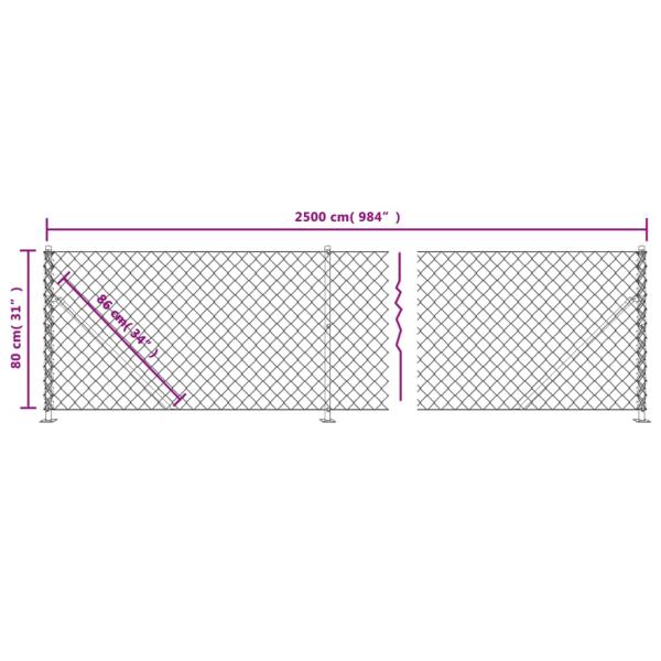 Maschendrahtzaun mit Bodenflansch Grün 0,8x25 m