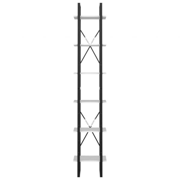 Bücherregal 6 Fächer Weiß 40x30x210 cm Holzwerkstoff