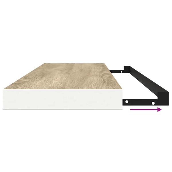 Schweberegale 2 Stk. Eichen-Optik und Weiß 120x23,5x3,8 cm MDF