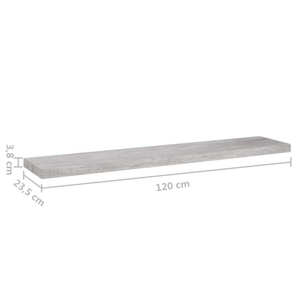 Schweberegale 2 Stk. Betongrau 120x23,5x3,8 cm MDF