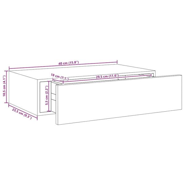 Wandregal mit Schublade Weiß 40x23,5x10 cm MDF