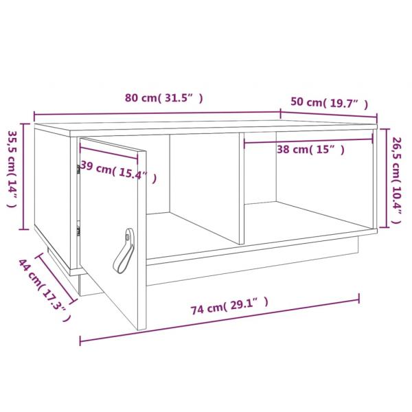 Couchtisch Schwarz 80x50x35,5 cm Massivholz Kiefer