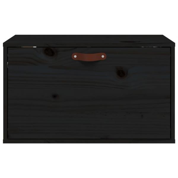Wandschrank Schwarz 60x30x35 cm Massivholz Kiefer