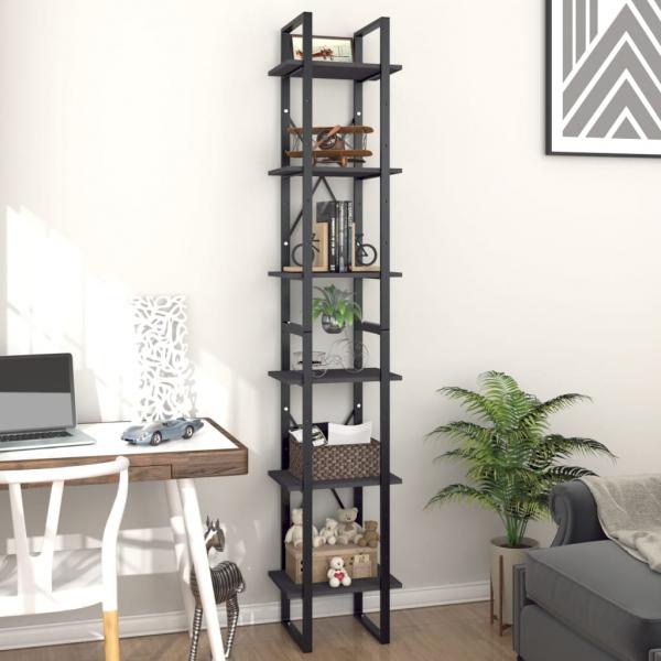 ARDEBO.de - Bücherregal 6 Fächer Grau 40x30x210 cm Holzwerkstoff