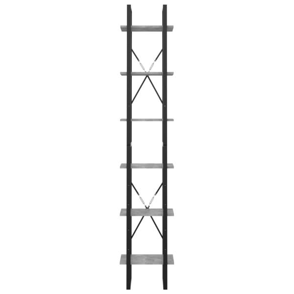 Bücherregal 6 Fächer Betongrau 40x30x210 cm Holzwerkstoff