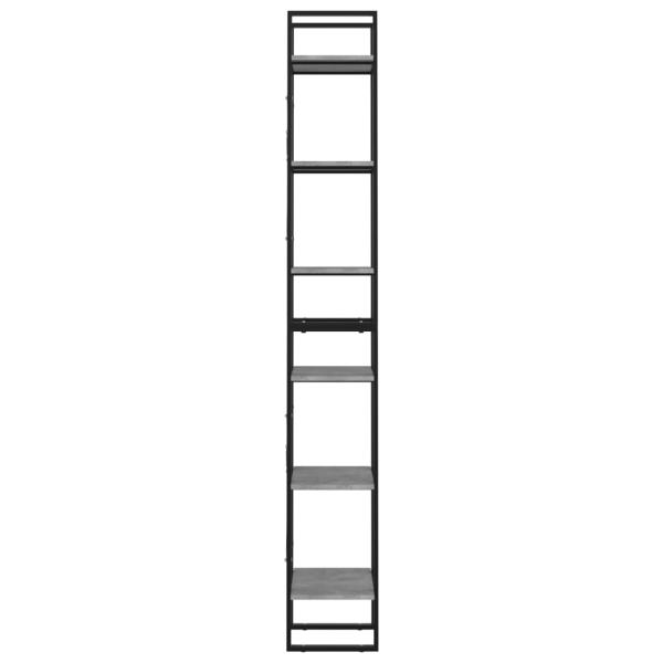 Bücherregal 6 Fächer Betongrau 40x30x210 cm Holzwerkstoff