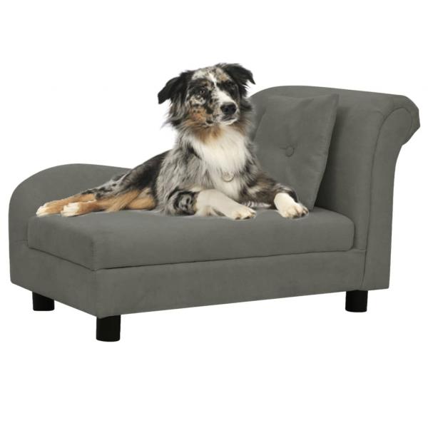 ARDEBO.de - Hundesofa mit Kissen Dunkelgrau 83x44x44 cm Plüsch  