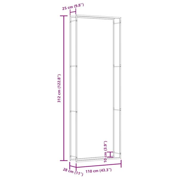 Brennholzregal Mattschwarz 110x28x312 cm Stahl