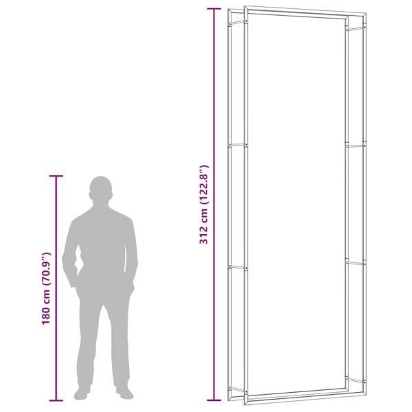 Brennholzregal Mattschwarz 110x28x312 cm Stahl