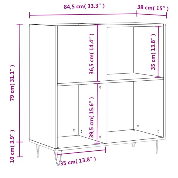 Plattenschrank Grau Sonoma 84,5x38x89 cm Holzwerkstoff