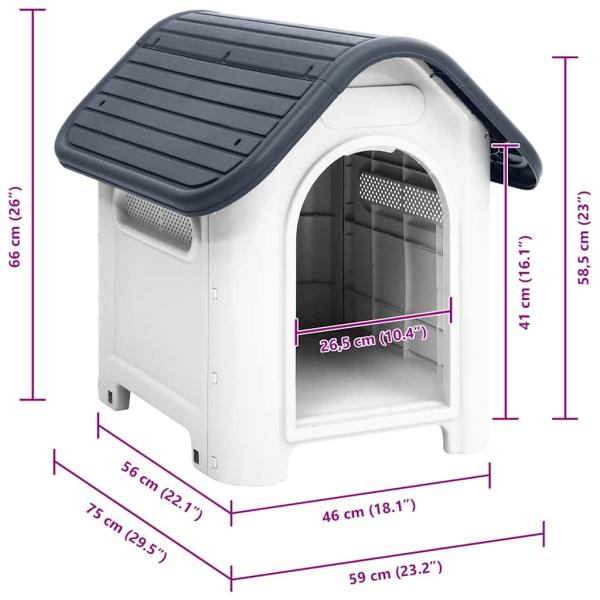 Hundehütte Grau 59x75x66 cm Polypropylen