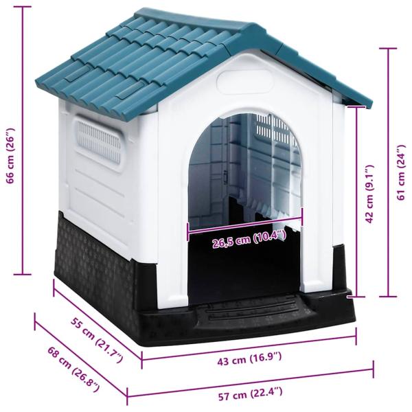 Hundehütte Blau 57x68x66 cm Polypropylen