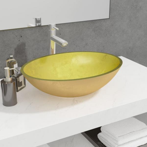 ARDEBO.de - Waschbecken Glas 50x37x14 cm Gold