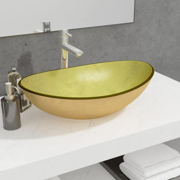 ARDEBO.de - Waschbecken Hartglas 54,5x35x15,5 cm Golden