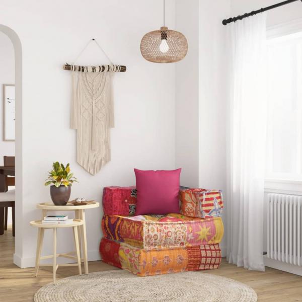 ARDEBO.de - Modularer Pouf mit Kissen Patchwork Stoff