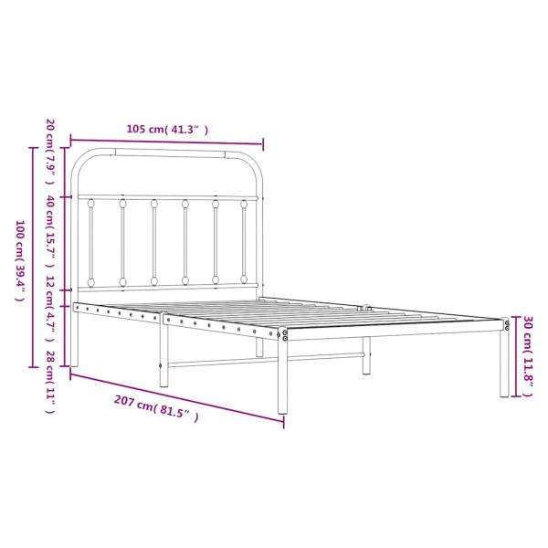 ARDEBO.de - Bettgestell mit Kopfteil Metall Weiß 100x200 cm