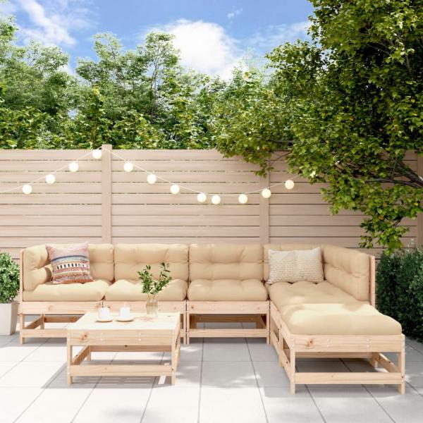 ARDEBO.de - 7-tlg. Garten-Lounge-Set mit Kissen Massivholz