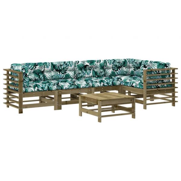 6-tlg. Garten-Lounge-Set mit Kissen Imprägniertes Kiefernholz