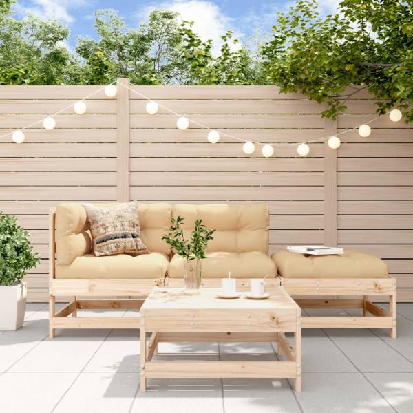 ARDEBO.de - 4-tlg. Garten-Lounge-Set mit Kissen Massivholz