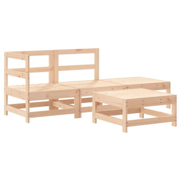 4-tlg. Garten-Lounge-Set mit Kissen Massivholz