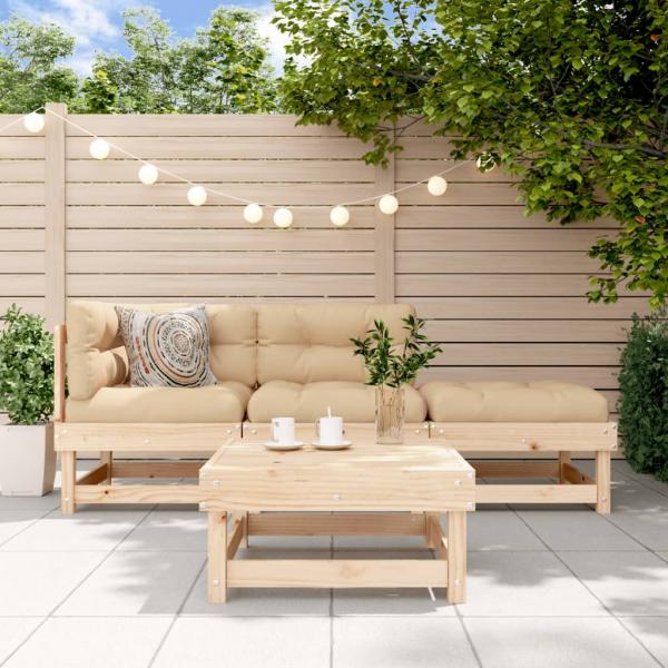 ARDEBO.de - 4-tlg. Garten-Lounge-Set mit Kissen Massivholz