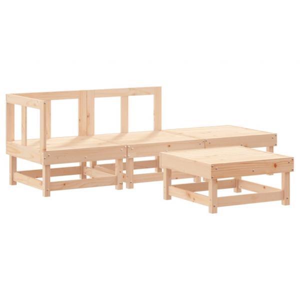 4-tlg. Garten-Lounge-Set mit Kissen Massivholz