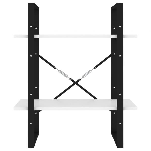 Bücherregal 2 Fächer Weiß 60x30x70 cm Holzwerkstoff