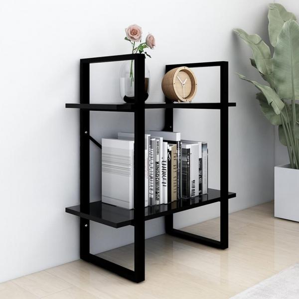 ARDEBO.de - Bücherregal 2 Fächer Schwarz 60x30x70 cm Holzwerkstoff