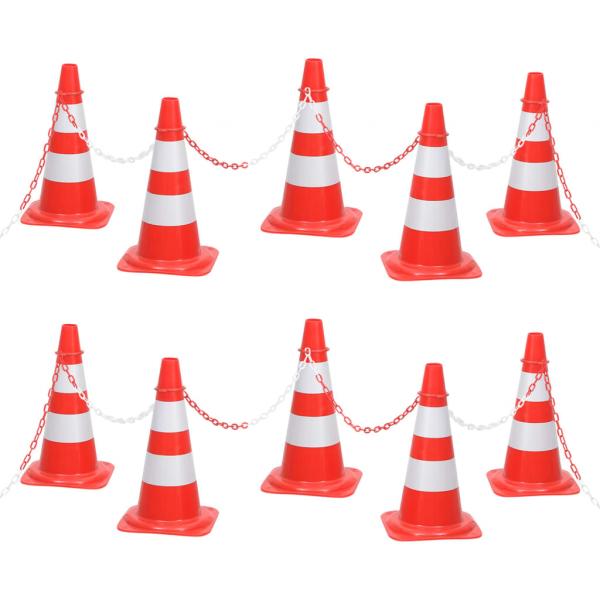 ARDEBO.de - Leitkegel-Set mit 10 m Kette Rot und Weiß