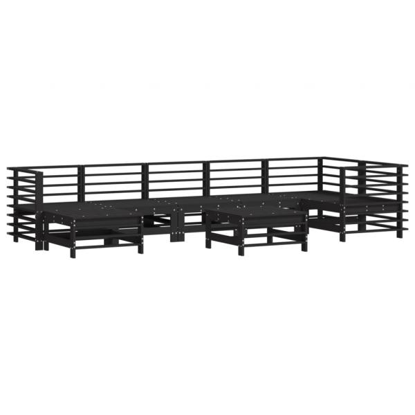8-tlg. Garten-Lounge-Set mit Kissen Schwarz Massivholz