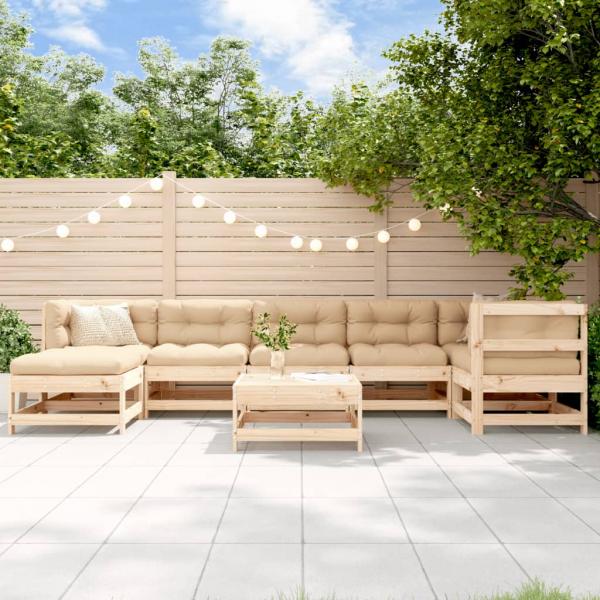 ARDEBO.de - 8-tlg. Garten-Lounge-Set mit Kissen Massivholz