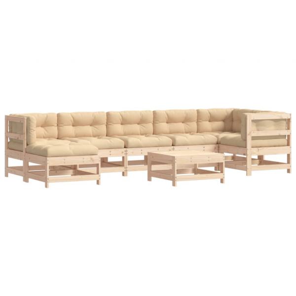 8-tlg. Garten-Lounge-Set mit Kissen Massivholz