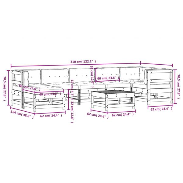 8-tlg. Garten-Lounge-Set mit Kissen Massivholz