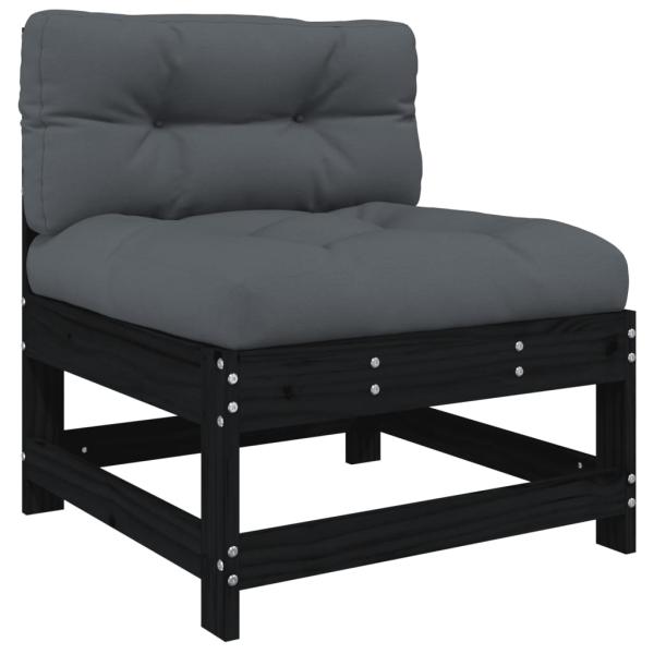 8-tlg. Garten-Lounge-Set mit Kissen Schwarz Massivholz