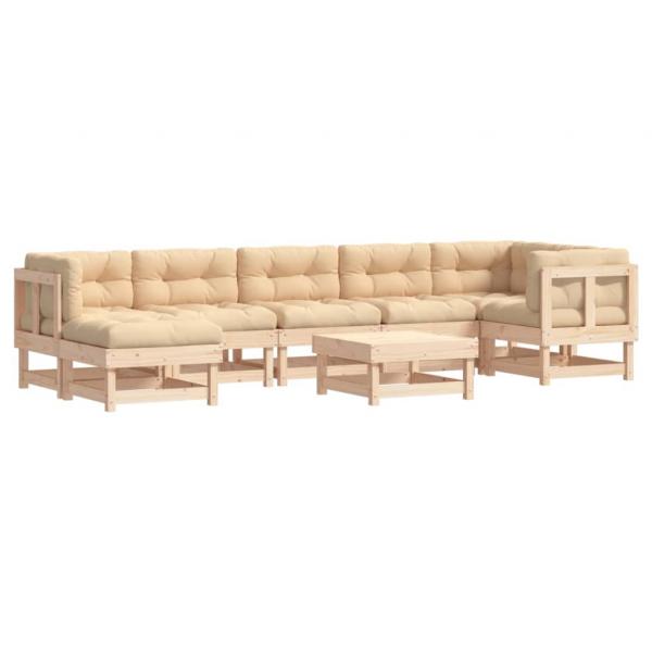 8-tlg. Garten-Lounge-Set mit Kissen Massivholz