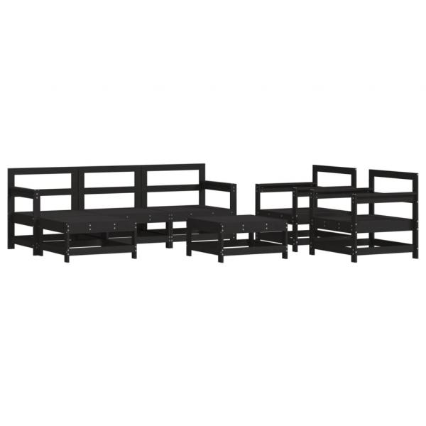 ARDEBO.de - 7-tlg. Garten-Lounge-Set mit Kissen Schwarz Massivholz