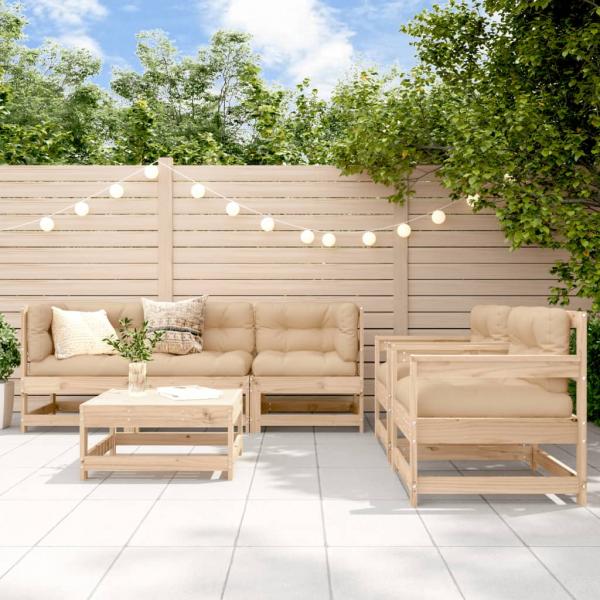 ARDEBO.de - 6-tlg. Garten-Lounge-Set mit Kissen Massivholz