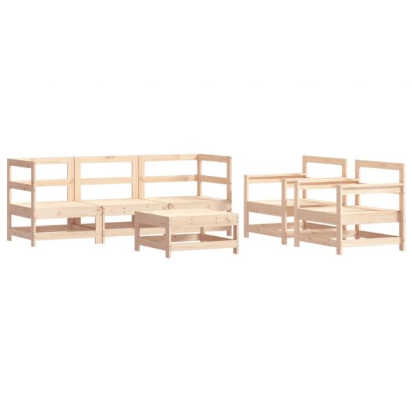 6-tlg. Garten-Lounge-Set mit Kissen Massivholz