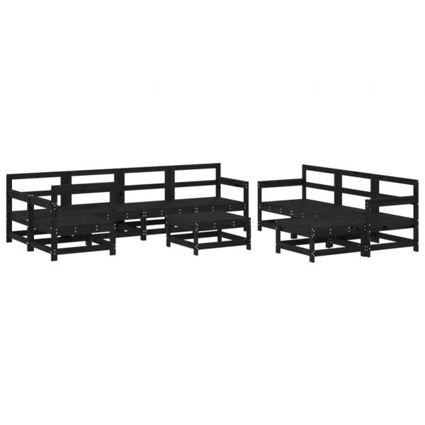 ARDEBO.de - 10-tlg. Garten-Lounge-Set mit Kissen Schwarz Massivholz