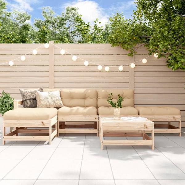 ARDEBO.de - 6-tlg. Garten-Lounge-Set mit Kissen Massivholz