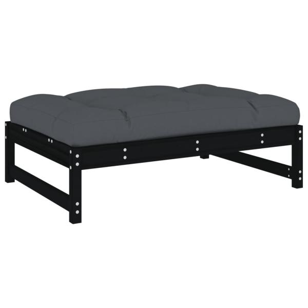 2-tlg. Garten-Lounge-Set mit Kissen Schwarz Massivholz