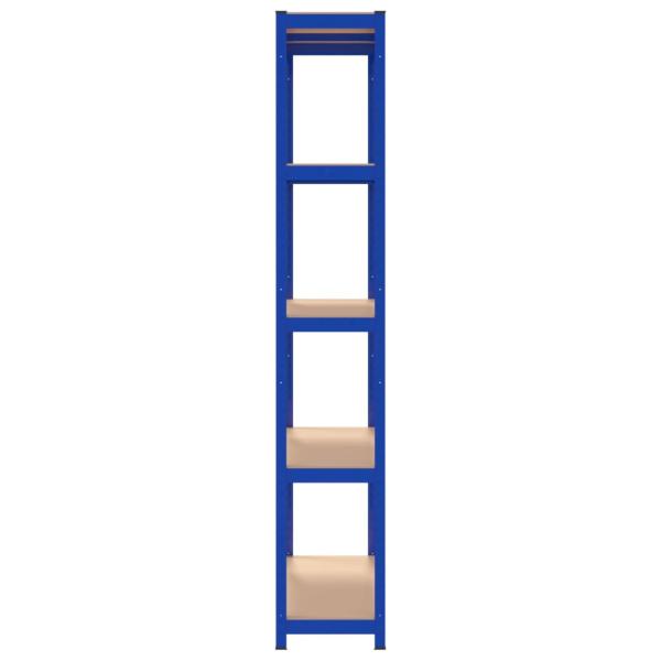 Regale mit 5 Böden 3 Stk. Blau Stahl & Holzwerkstoff