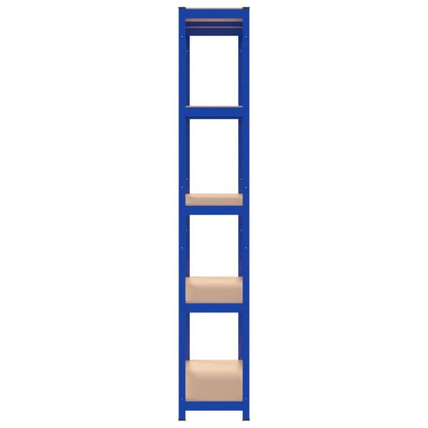 Regale mit 5 Böden 3 Stk. Blau Stahl & Holzwerkstoff